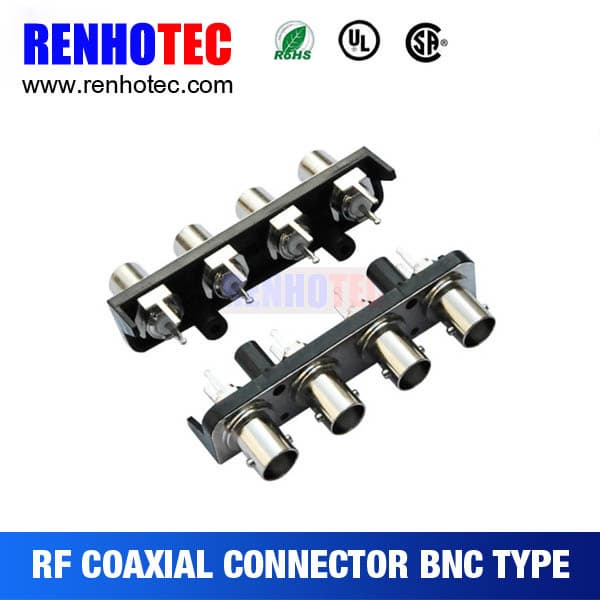4 in Row BNC Jack PCB Mount RF Electrical BNC Connectors